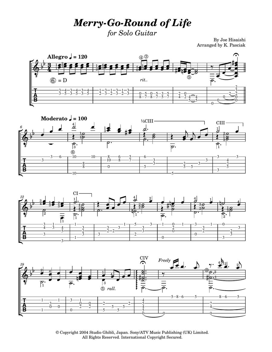 Merry-go-round Of Life Acoustic Guitar scores gallery preview page 3