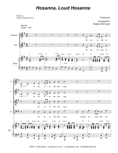 Hosanna, Loud Hosanna (Vocal Quartet (SATB) - Piano accompaniment)