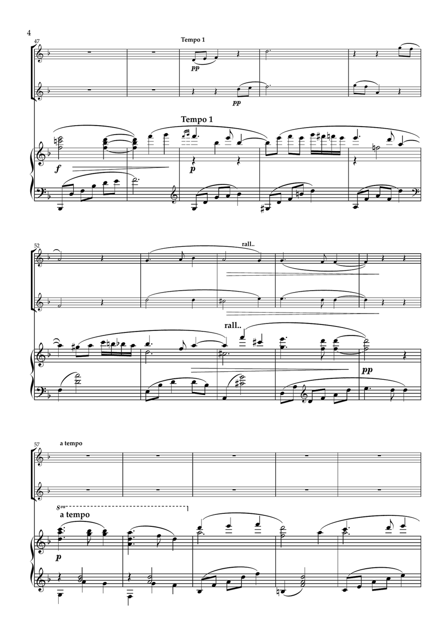 Dark Eyes Traditional Folk Song - for Flute Duet and Piano-Intermediate Flute Duet scores gallery preview page 5