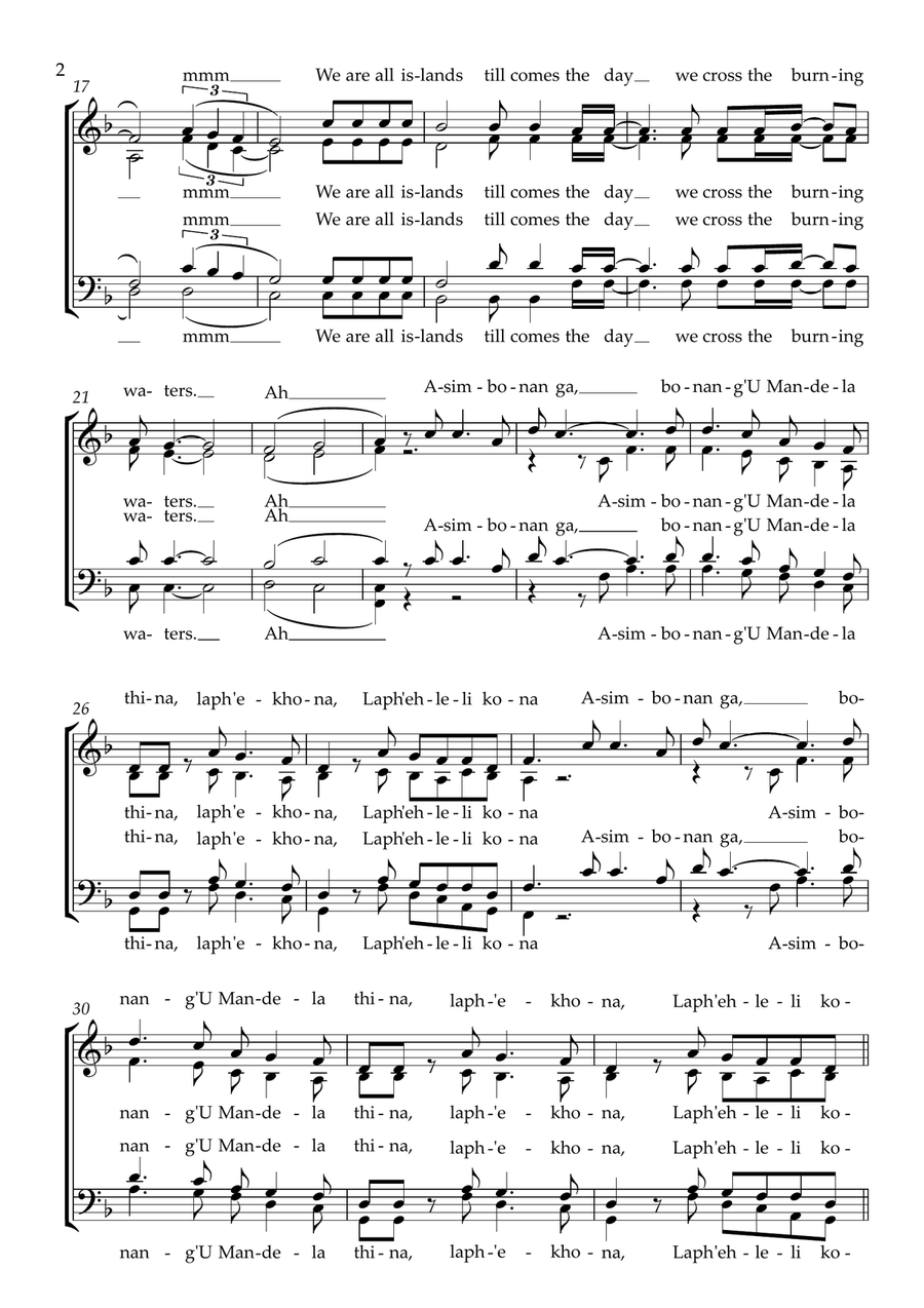 Asimbonanga (arr. Craig McLeish) TTBB scores gallery preview page 2