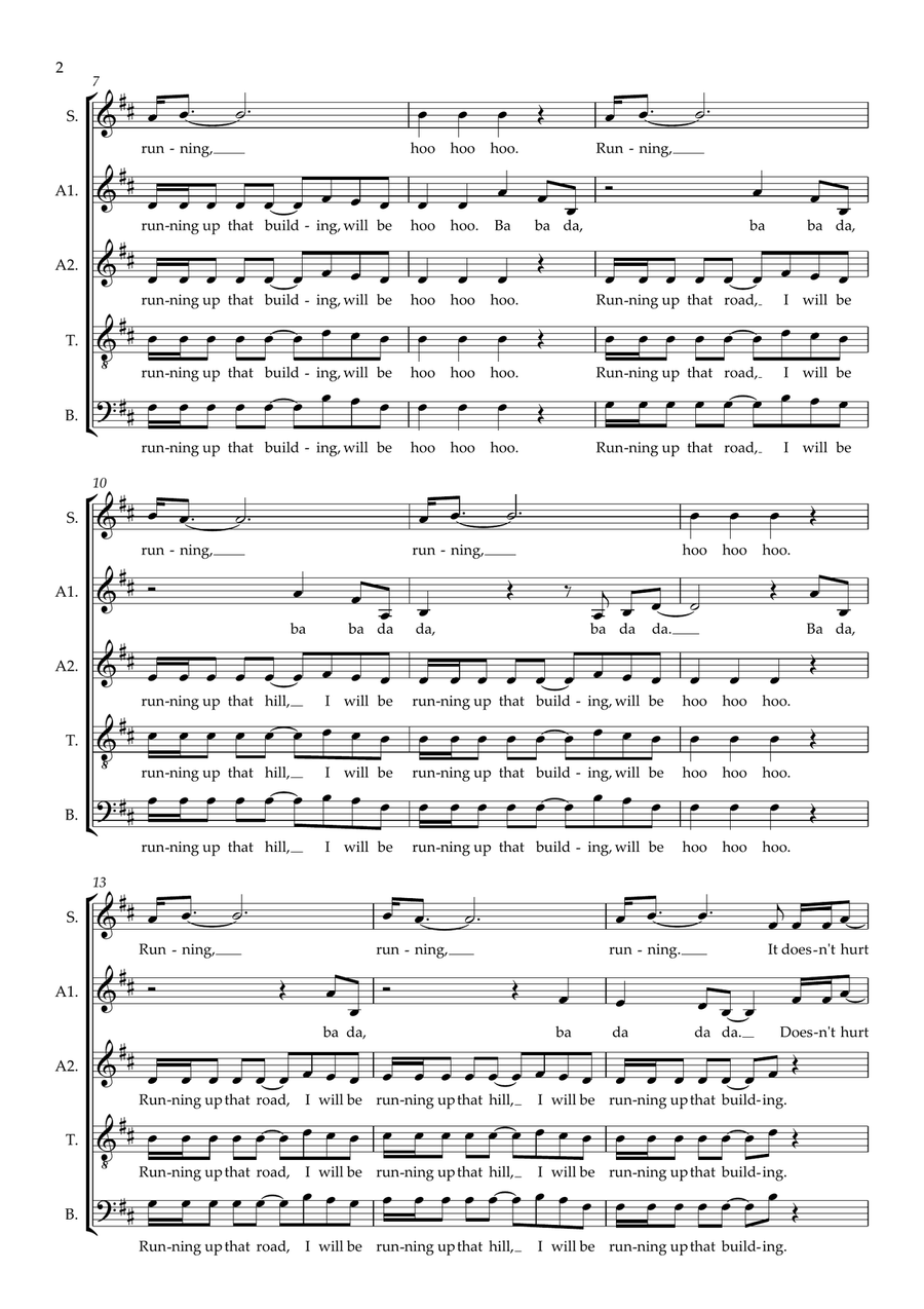 Running Up That Hill (A Deal With God) 2012 Remix (arr. Gitika Partington) Choir scores gallery preview page 2