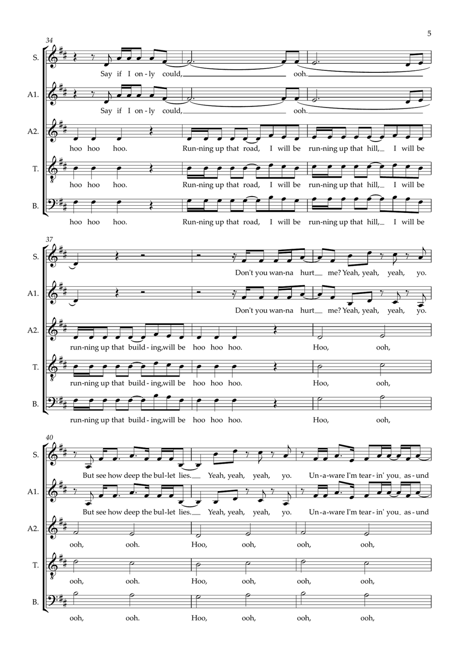 Running Up That Hill (A Deal With God) 2012 Remix (arr. Gitika Partington) Choir scores gallery preview page 5