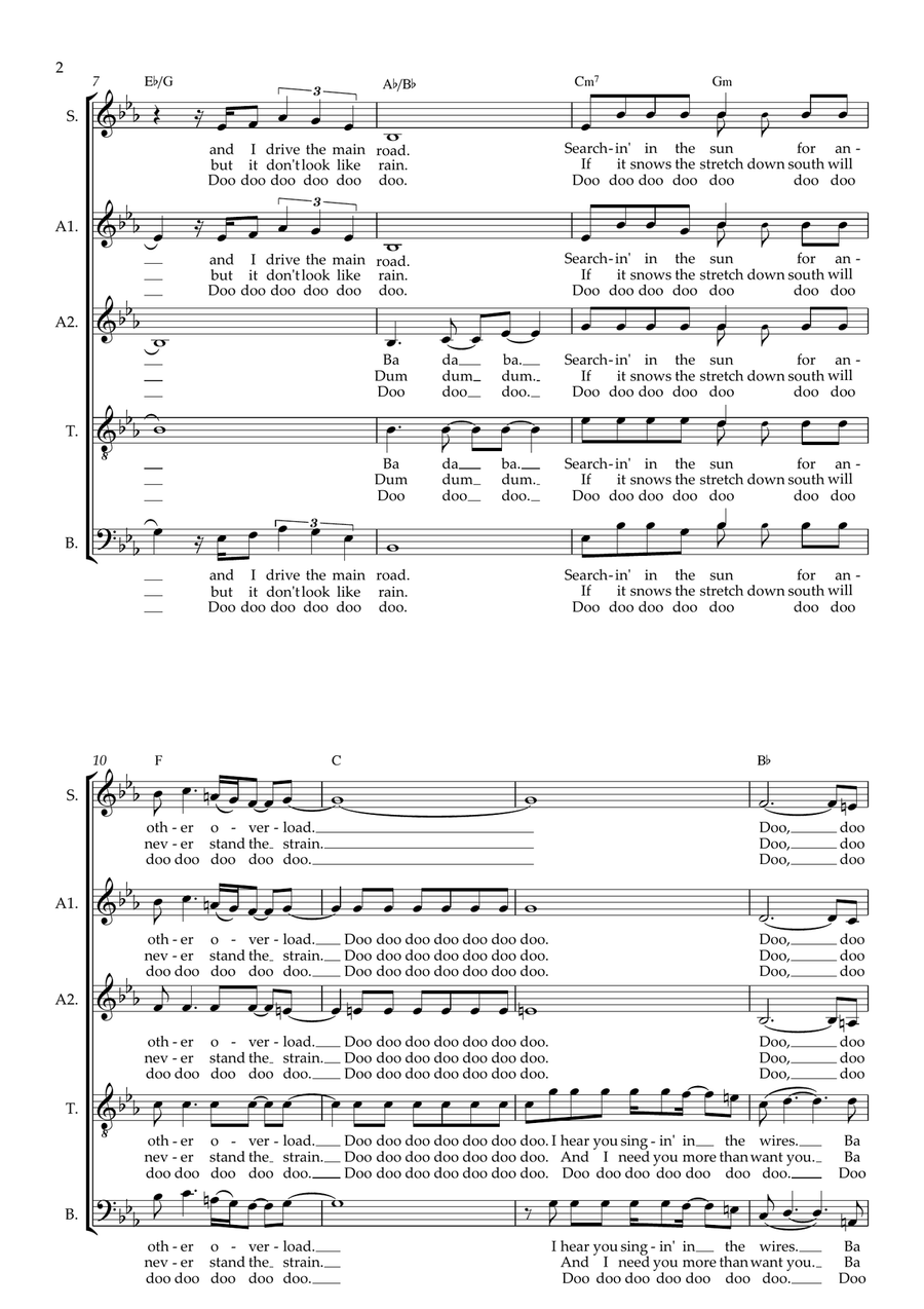 Wichita Lineman (arr. Gitika Partington) Choir scores gallery preview page 2