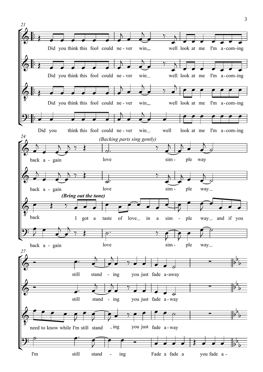 I'm Still Standing (arr. Wendy Sergeant) 4-Part scores gallery preview page 3