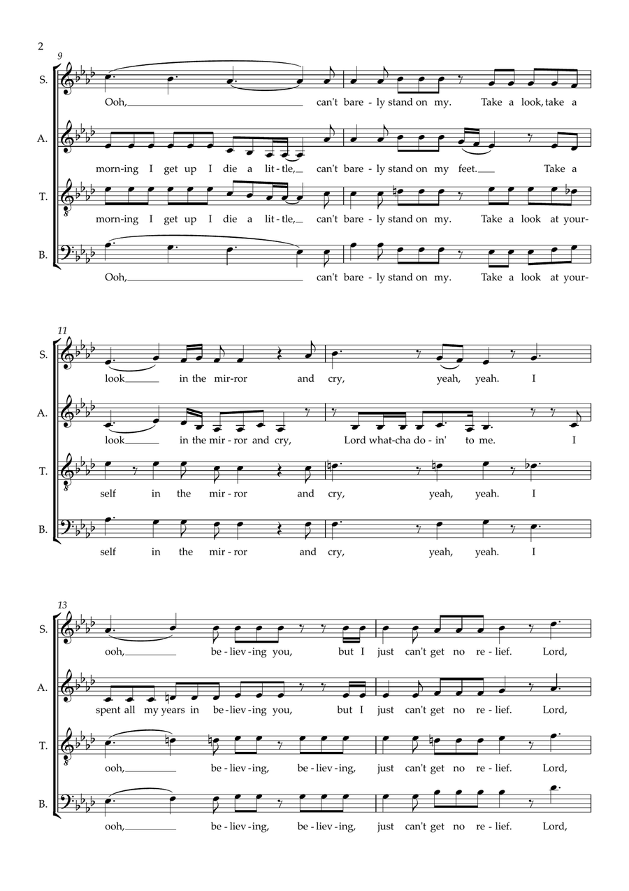 Somebody to Love (arr. Wendy Sergeant) SSATBB scores gallery preview page 2