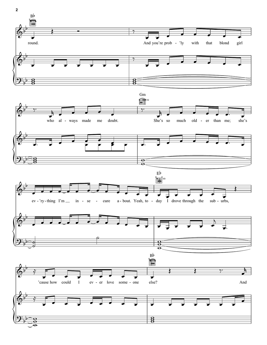 drivers license drivers license Piano, Vocal, Guitar scores gallery preview page 2