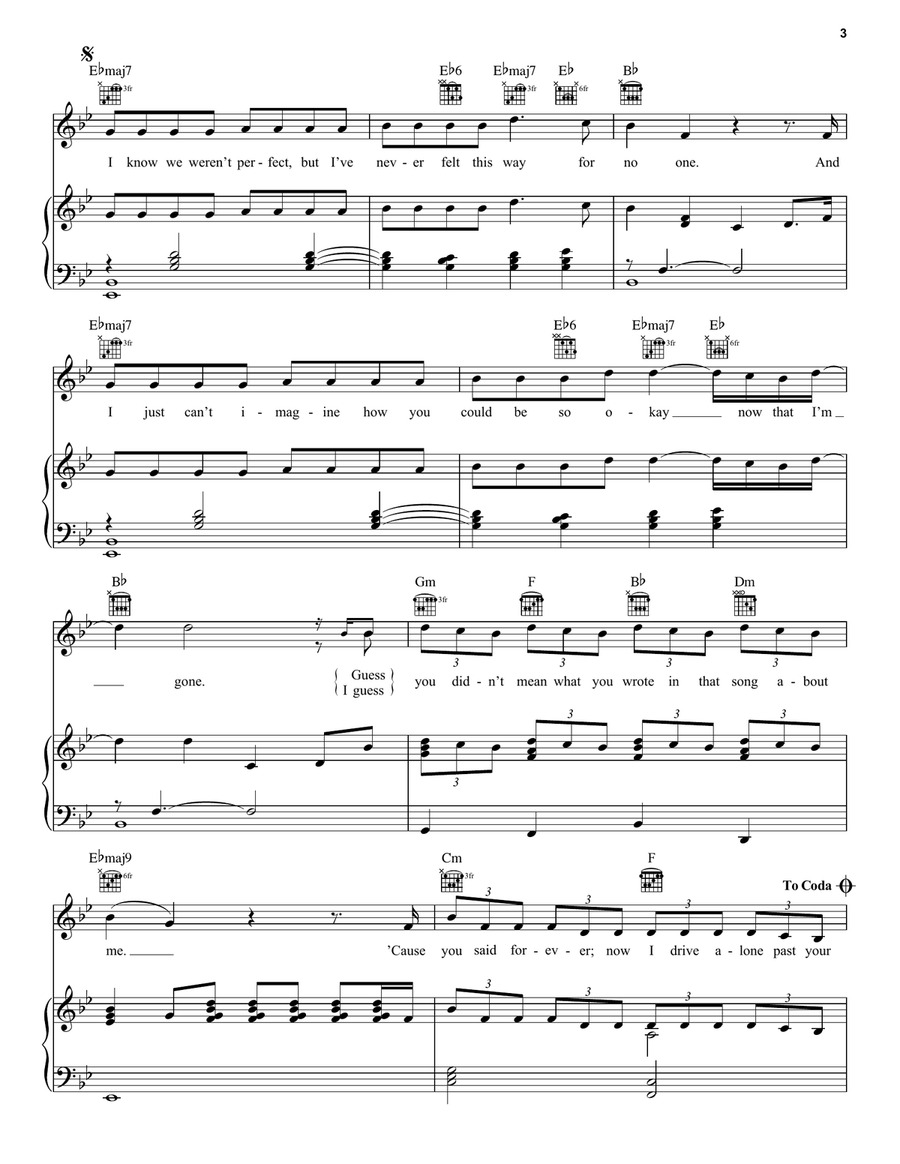 drivers license drivers license Piano, Vocal, Guitar scores gallery preview page 3