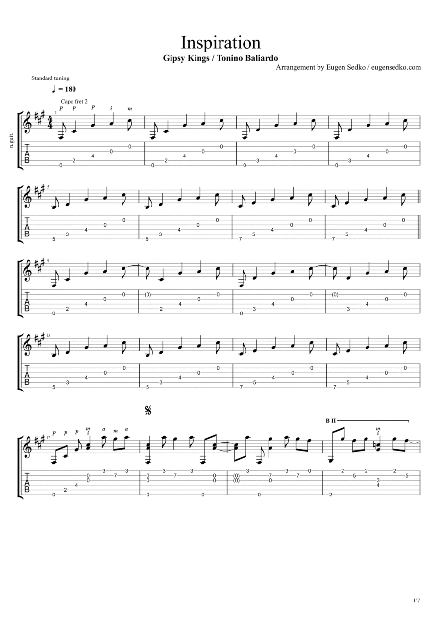 Inspiration Guitar Tablature scores gallery preview page 1