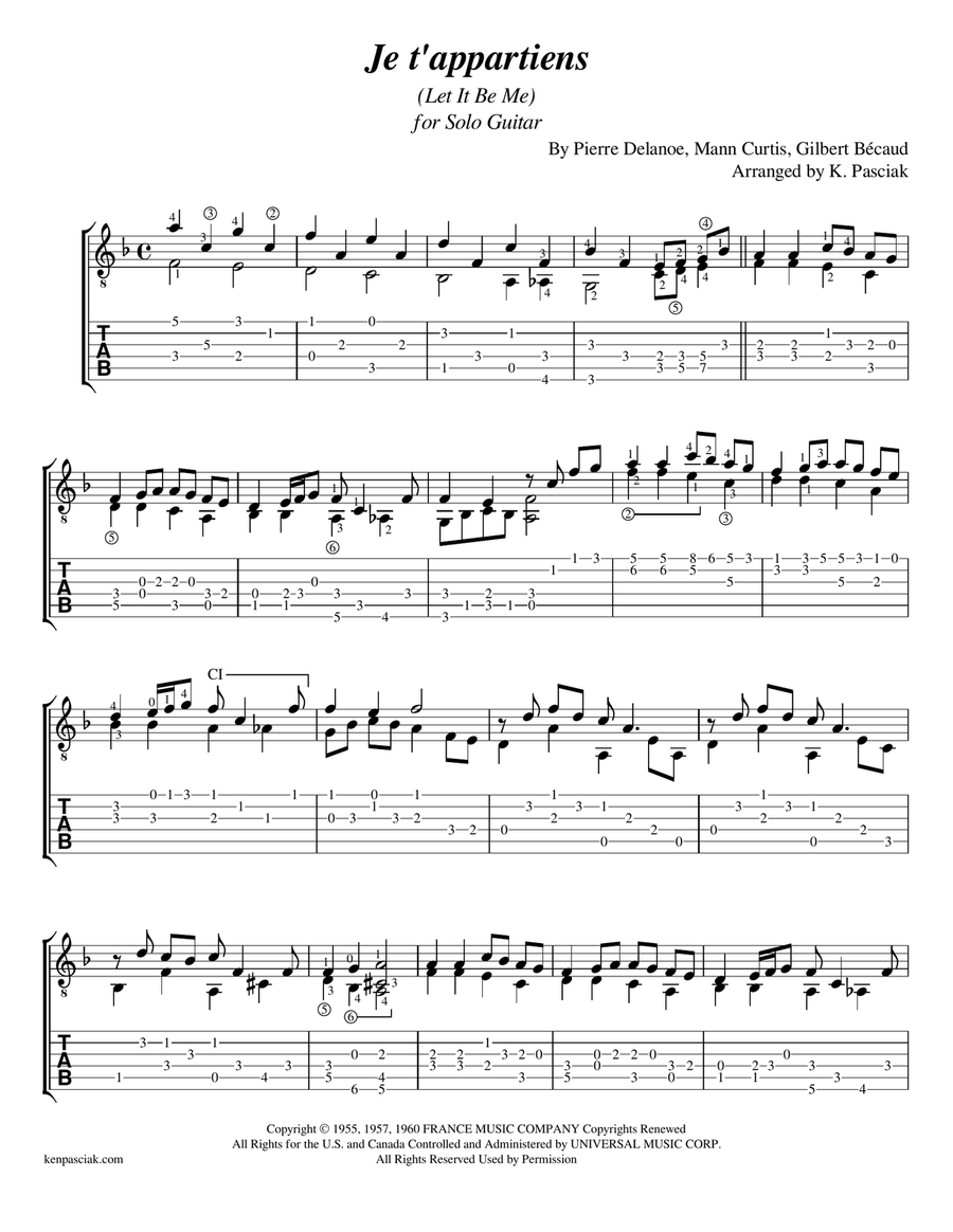 Let It Be Me (je T'appartiens) Acoustic Guitar scores gallery preview page 3