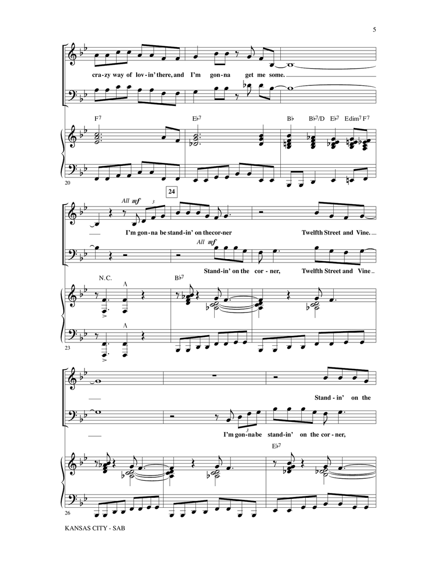 Kansas City (from Smokey Joe's Cafe) (arr. Mark Brymer) 3-Part scores gallery preview page 3