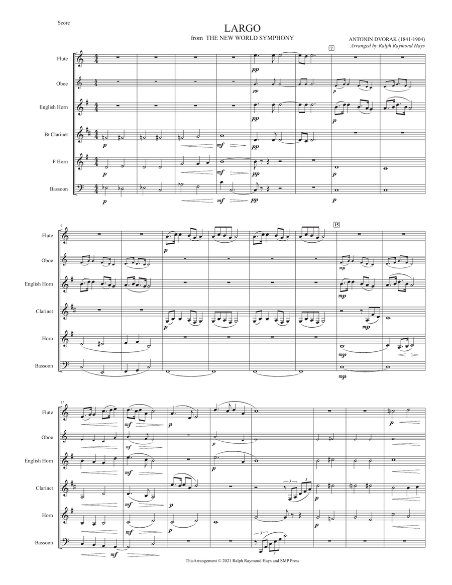LARGO from The New World Symphony (for woodwind quintet) Woodwind Quintet scores gallery preview page 2