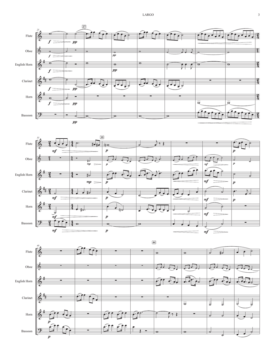 LARGO from The New World Symphony (for woodwind quintet) Woodwind Quintet scores gallery preview page 3