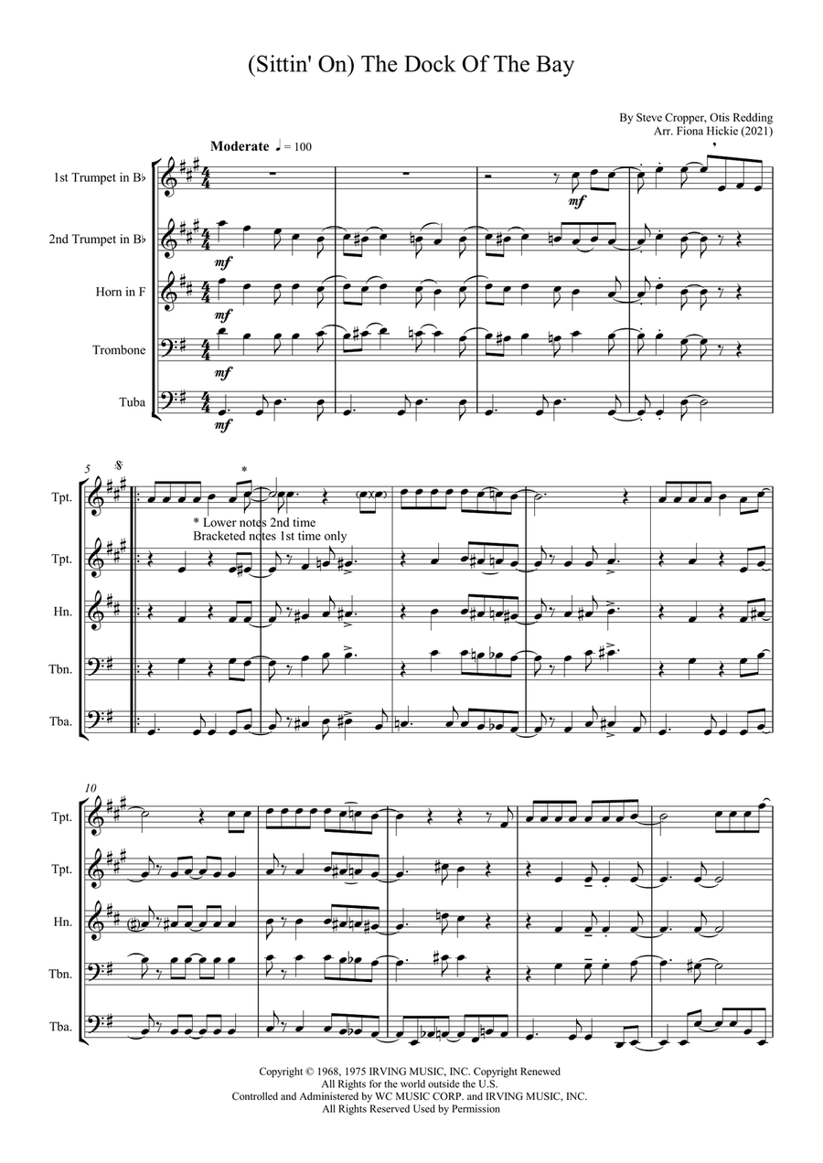 (sittin' On) The Dock Of The Bay Brass Ensemble scores gallery preview page 2