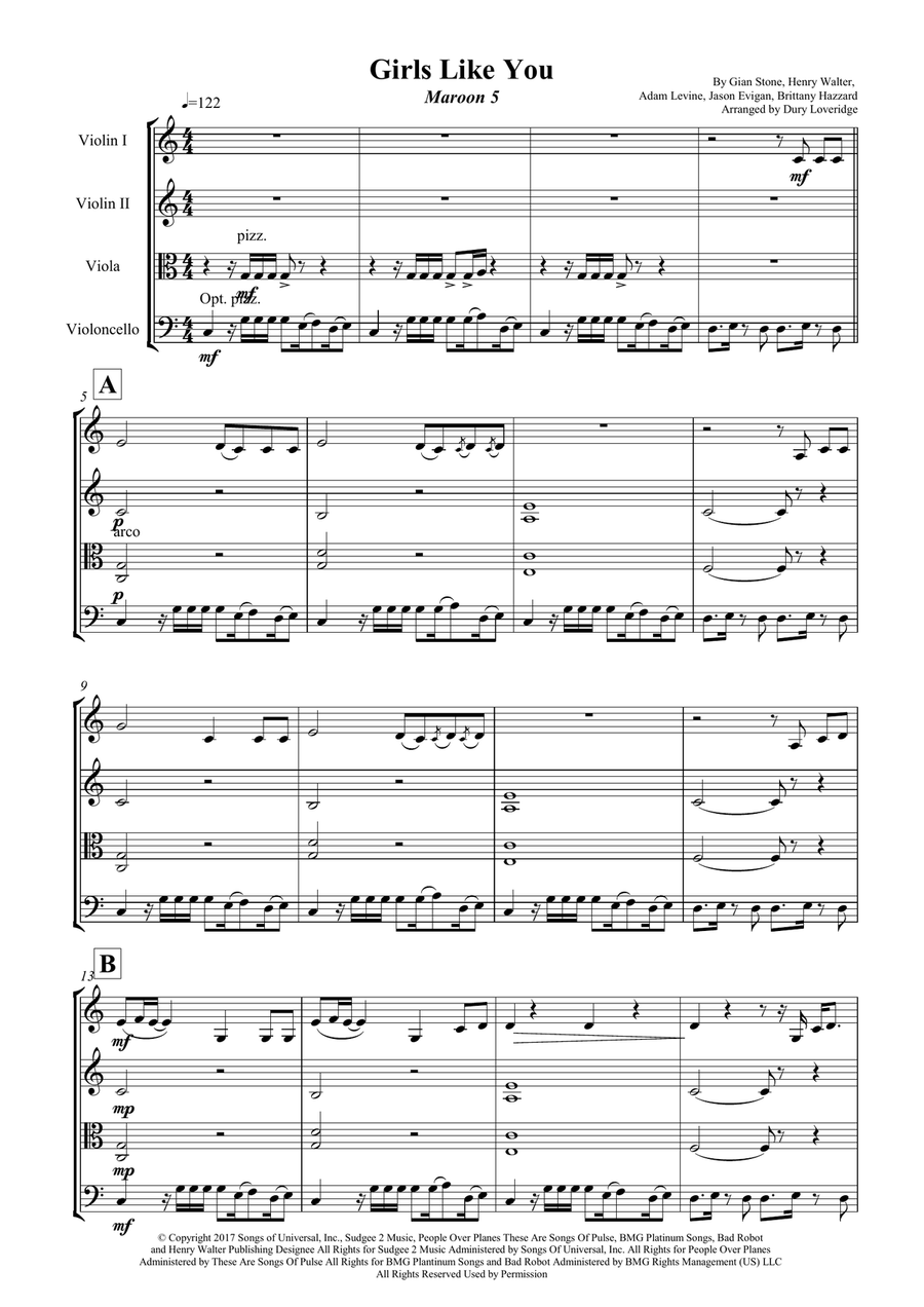 Girls Like You Girls Like You String Quartet scores gallery preview page 2
