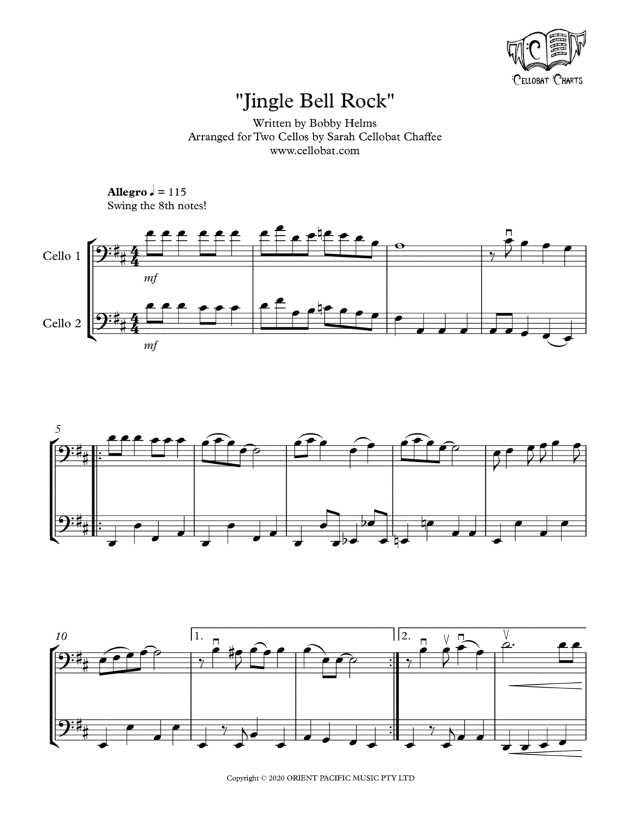Jingle Bell Rock Cello scores gallery preview page 1