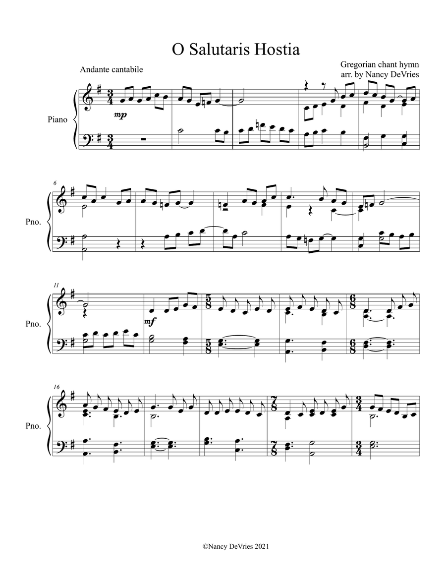 O Salutaris Hostia Piano Solo scores gallery preview page 1