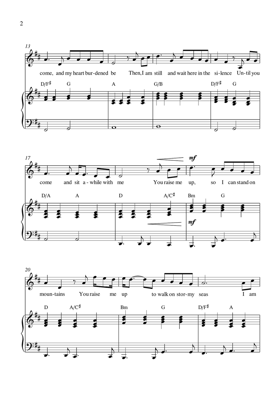 You Raise Me Up You Raise Me Up Piano, Vocal scores gallery preview page 2
