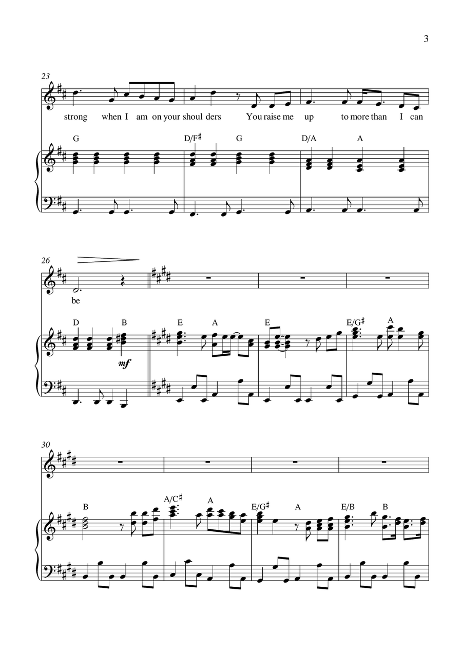 You Raise Me Up You Raise Me Up Piano, Vocal scores gallery preview page 3