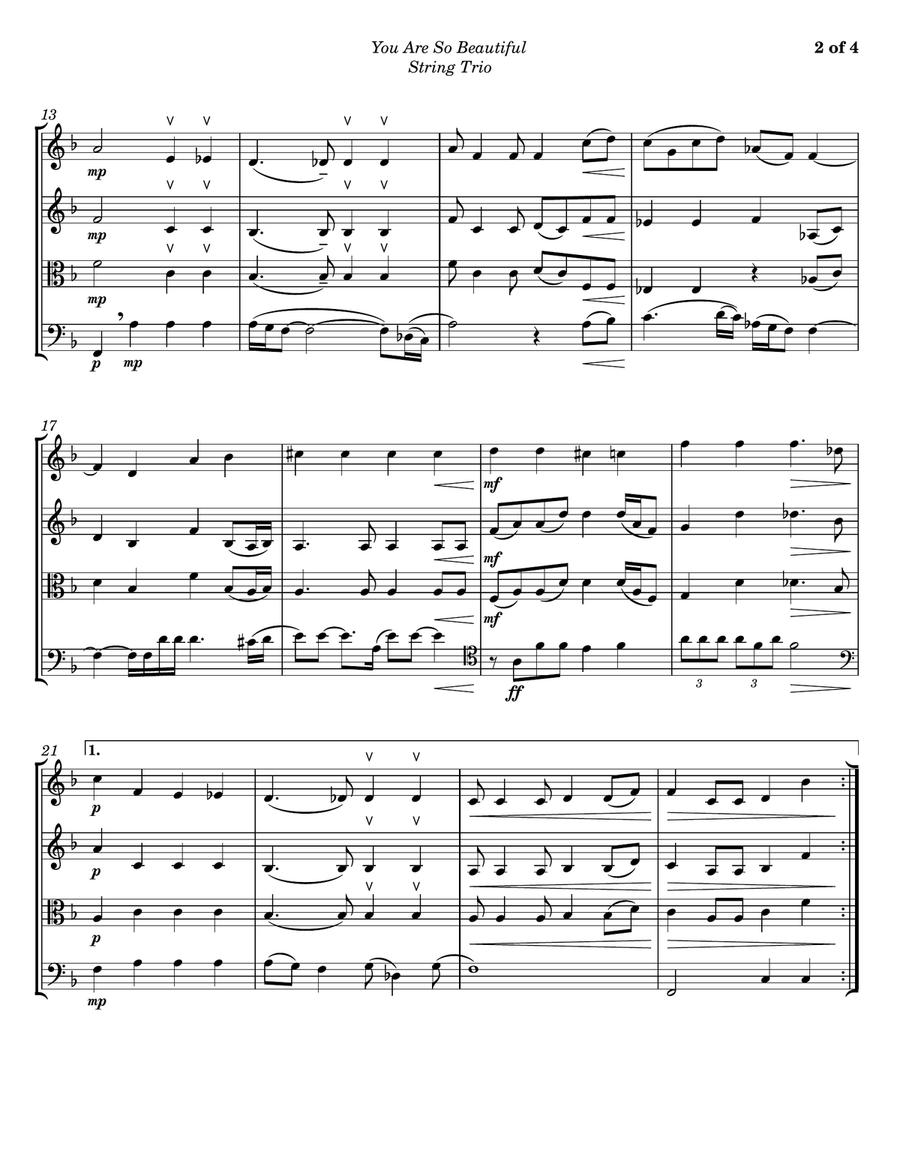 You Are So Beautiful String Trio scores gallery preview page 2