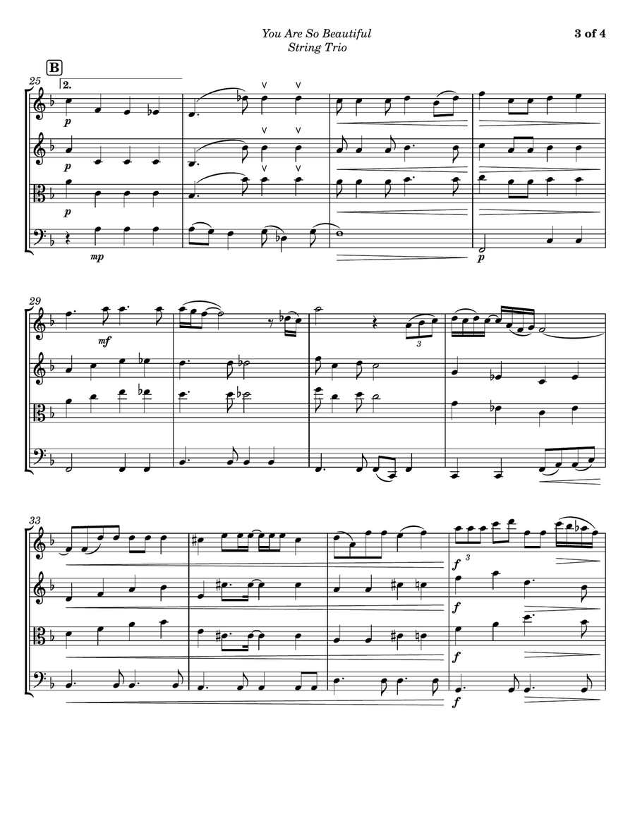 You Are So Beautiful String Trio scores gallery preview page 3