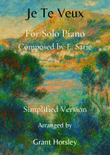 Je Te Veux. E. Satie for Solo Piano- Simplified Version- Intermediate