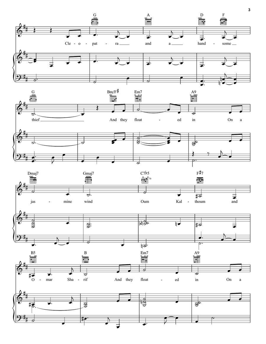 Omar Sharif (from The Band's Visit) Piano, Vocal, Guitar scores gallery preview page 3