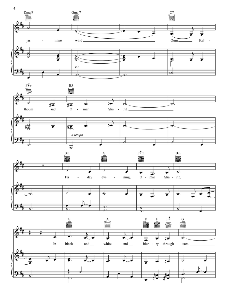 Omar Sharif (from The Band's Visit) Piano, Vocal, Guitar scores gallery preview page 4