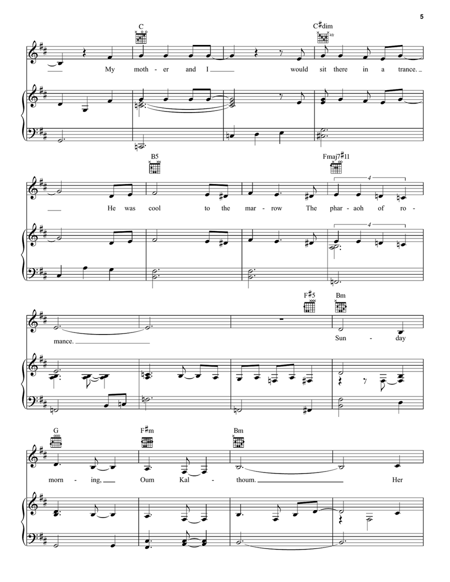 Omar Sharif (from The Band's Visit) Piano, Vocal, Guitar scores gallery preview page 5