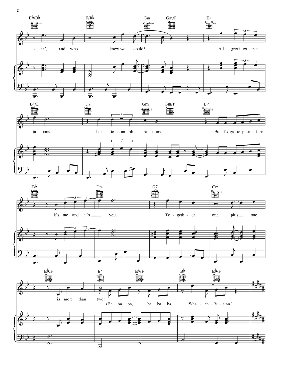 We Got Something Cookin' (from WandaVision) Piano, Vocal, Guitar scores gallery preview page 2