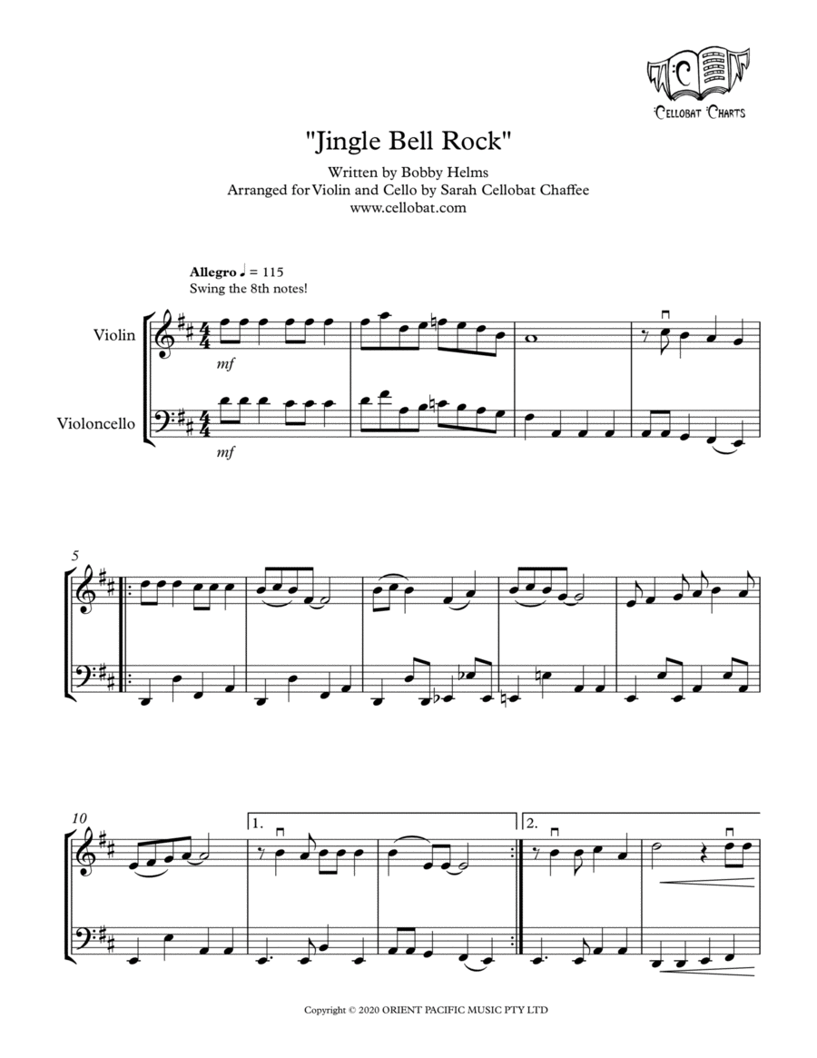 Jingle Bell Rock Cello scores gallery preview page 1