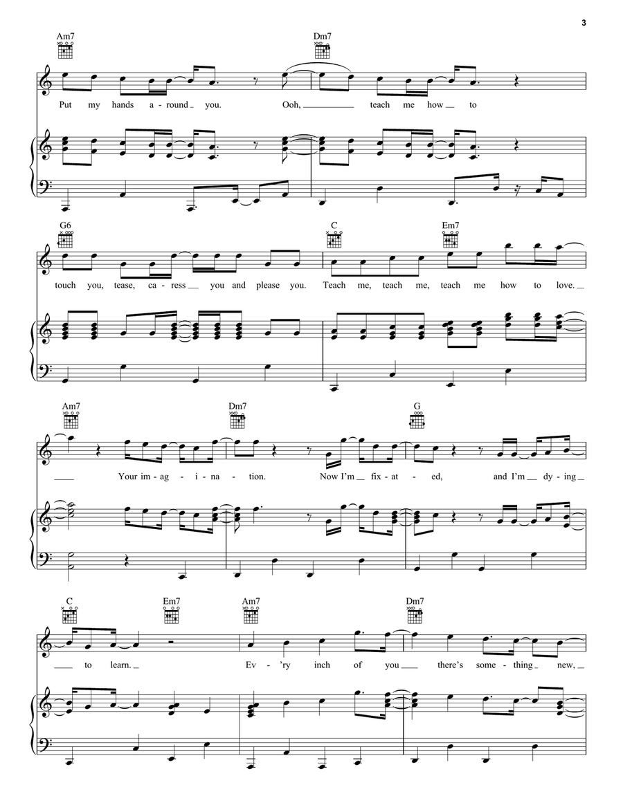 Teach Me How To Love Teach Me How To Love Piano, Vocal, Guitar scores gallery preview page 3