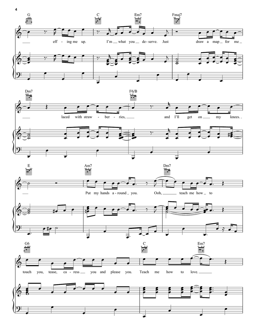 Teach Me How To Love Teach Me How To Love Piano, Vocal, Guitar scores gallery preview page 4