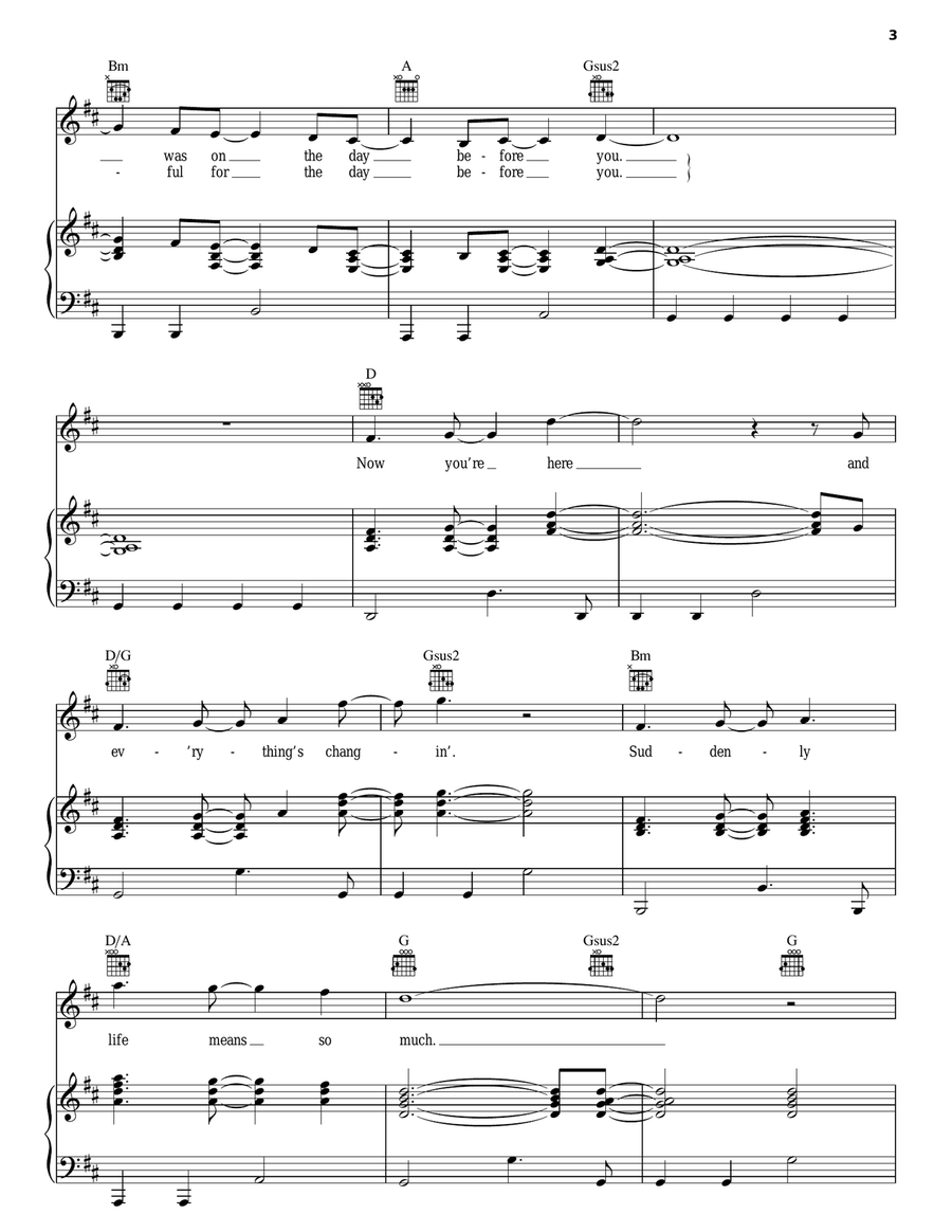 The Day Before You The Day Before You Piano, Vocal, Guitar scores gallery preview page 3