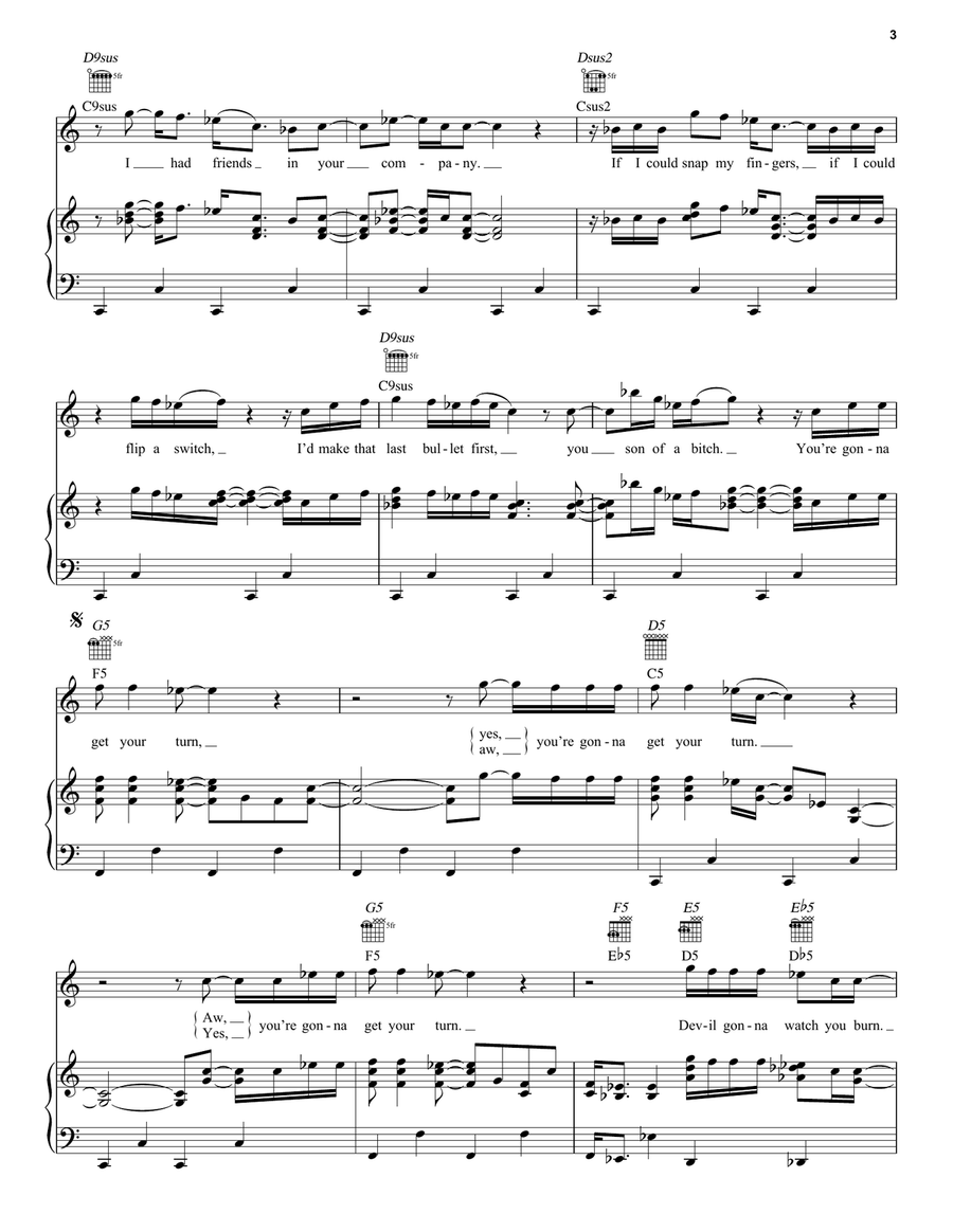 Watch You Burn Watch You Burn Piano, Vocal, Guitar scores gallery preview page 3