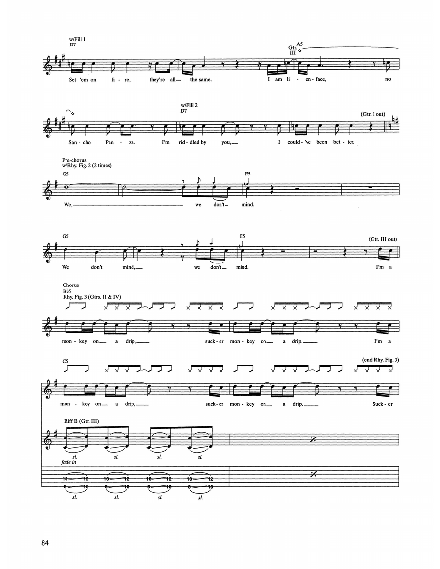 Monkey Monkey Guitar Tablature scores gallery preview page 4