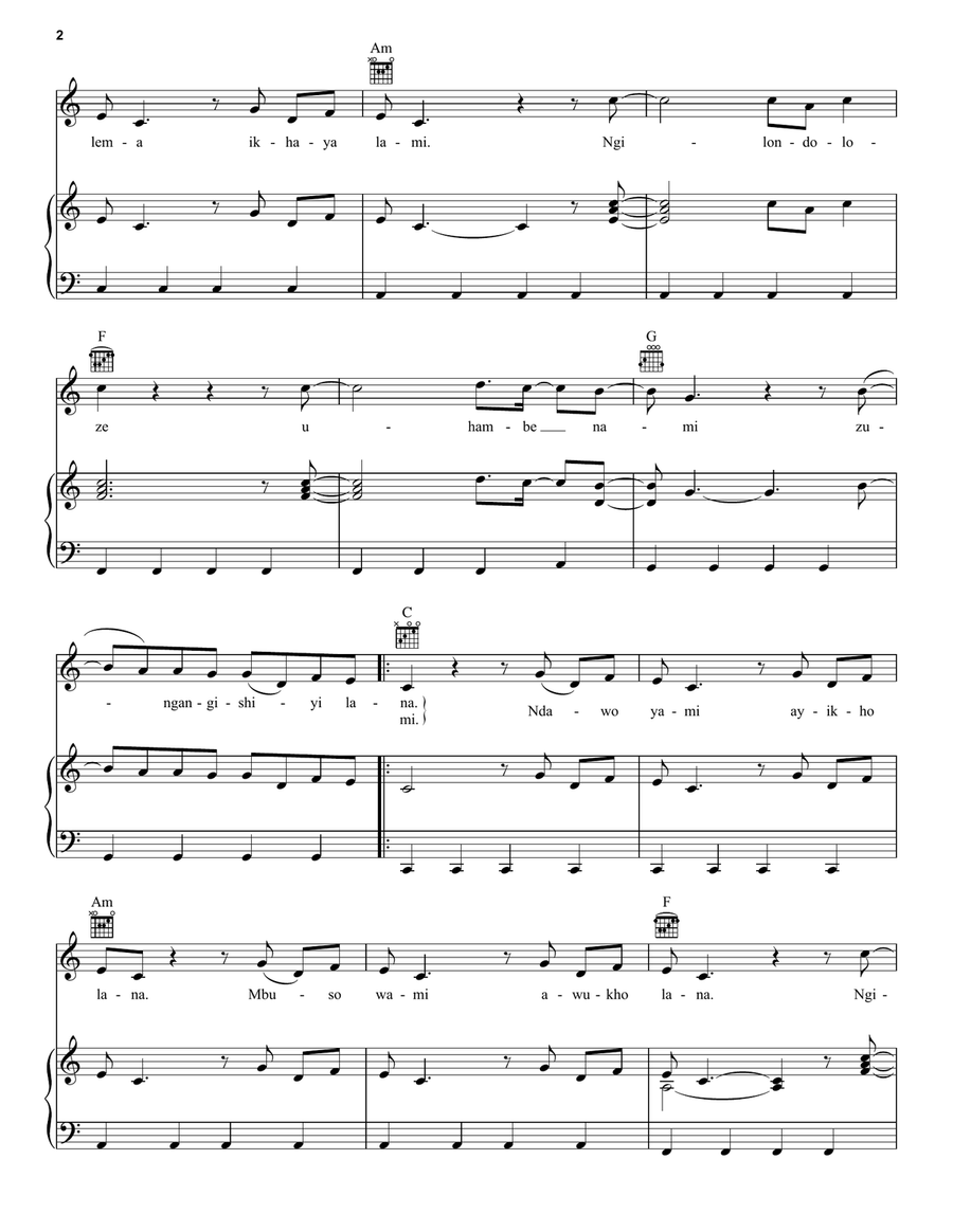 Jerusalema (feat. Nomcebo Zikode) Piano, Vocal, Guitar scores gallery preview page 2