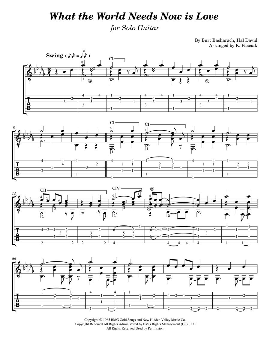 What The World Needs Now Is Love Acoustic Guitar scores gallery preview page 3