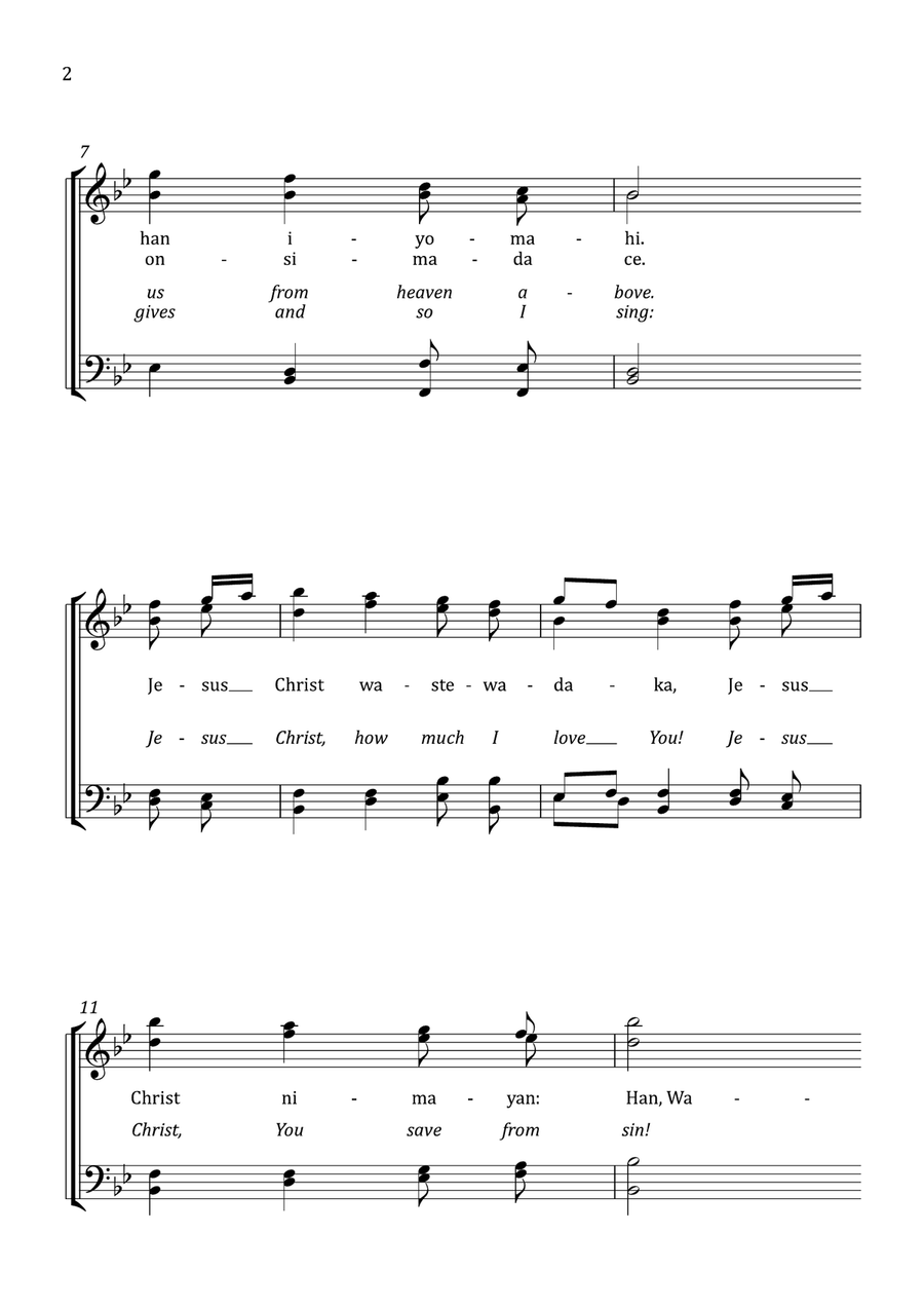 Hymn - Hear the Good News of Salvation 'Wotanin Waste Nahon Po' for SABB 4-Part scores gallery preview page 3