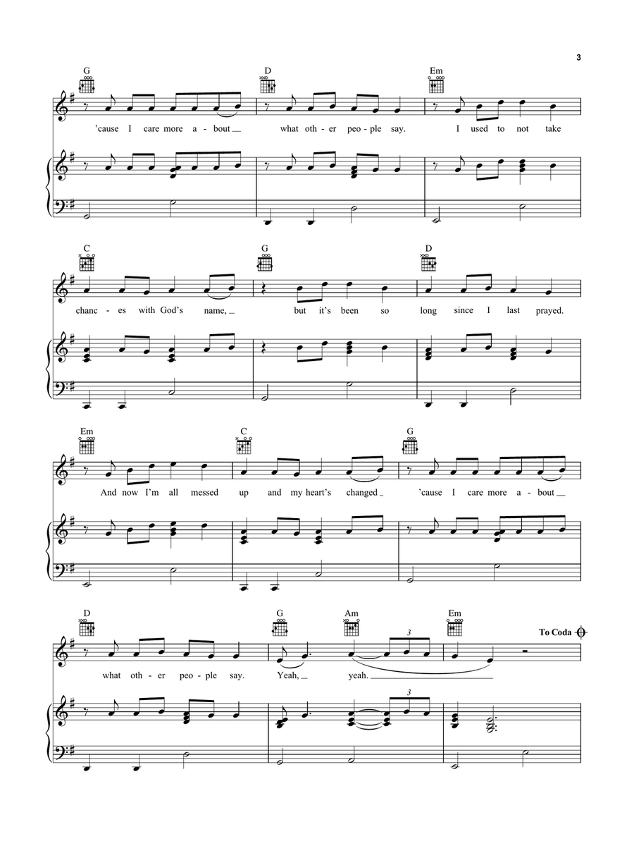 What Other People Say What Other People Say Piano, Vocal, Guitar scores gallery preview page 3