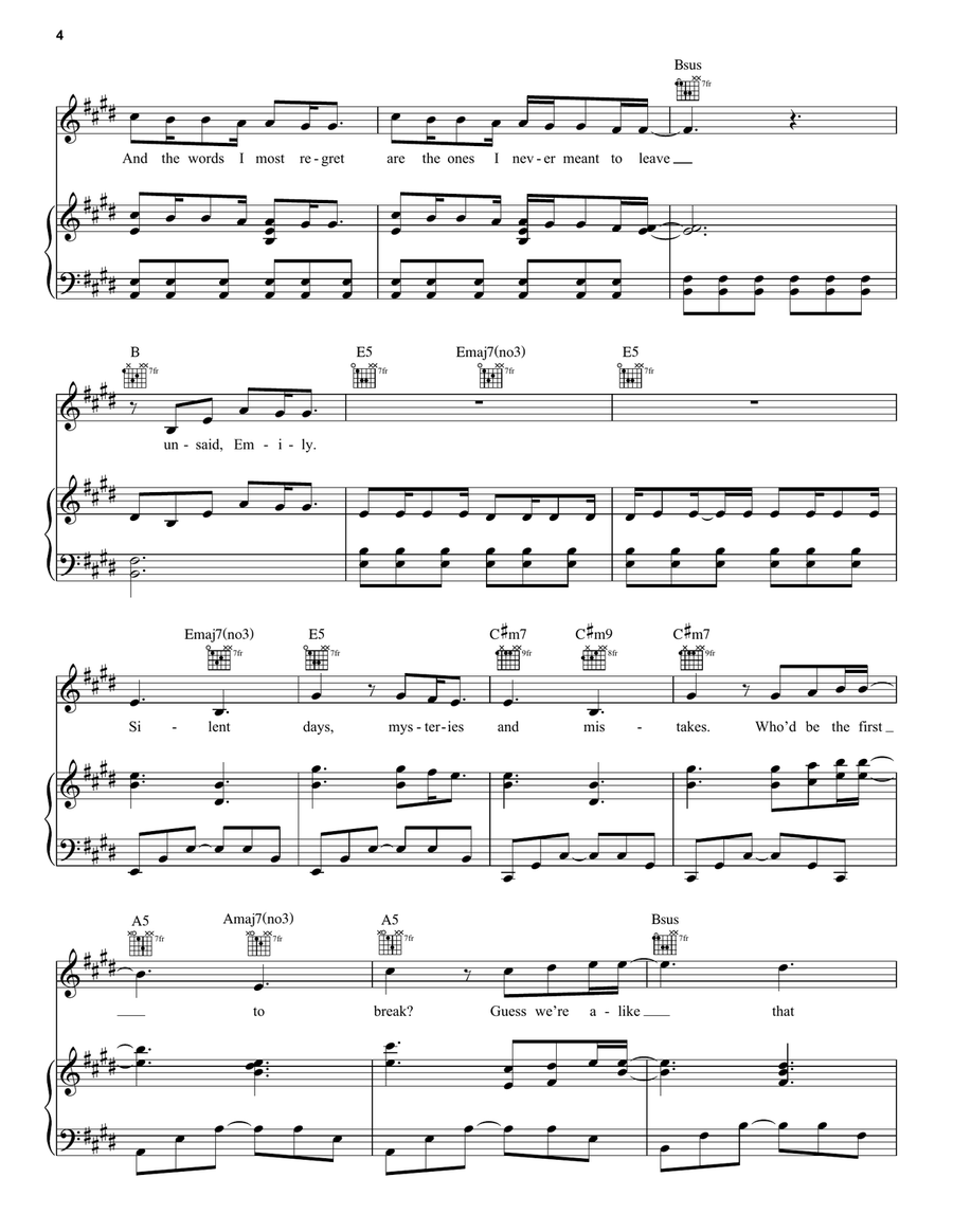 Unsaid Emily (from Julie and the Phantoms) Piano, Vocal, Guitar scores gallery preview page 4