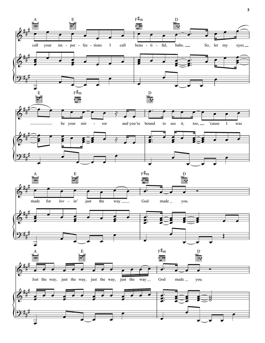 Just The Way Just The Way Piano, Vocal, Guitar scores gallery preview page 3