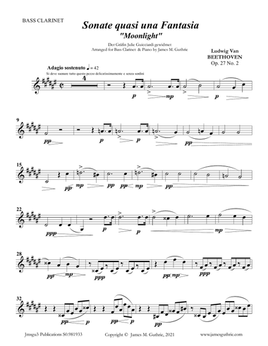 Beethoven: Adagio from the Moonlight Sonata for Bass Clarinet & Piano