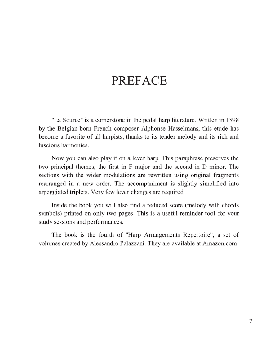 La Source (paraphrase for lever harp) Celtic Harp scores gallery preview page 6