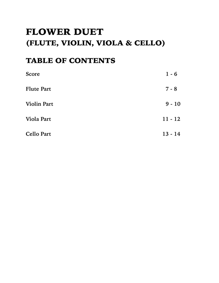 Flower Duet (Quartet for Flute, Violin, Viola and Cello) Small Ensemble scores gallery preview page 4