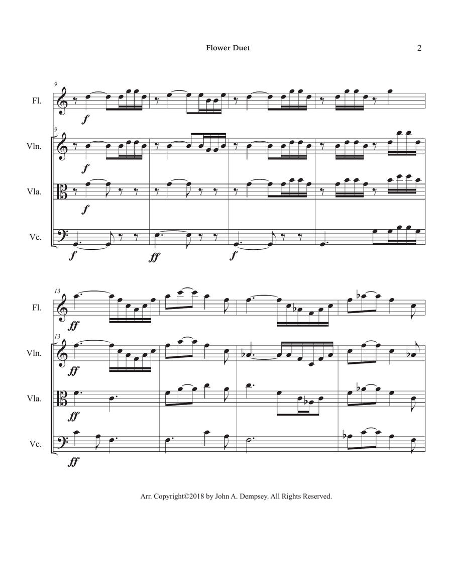 Flower Duet (Quartet for Flute, Violin, Viola and Cello) Small Ensemble scores gallery preview page 6