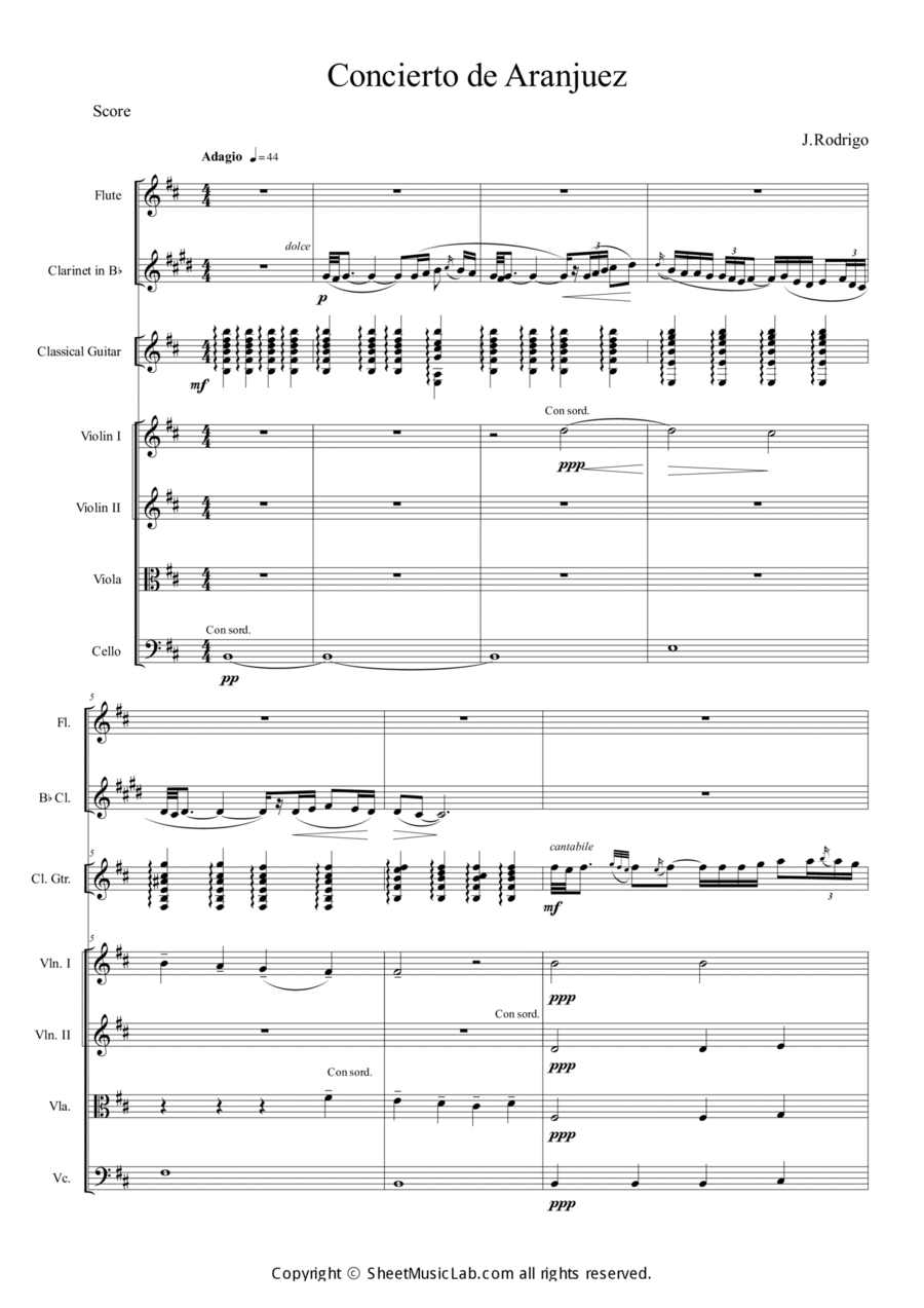 Concierto de Aranjuez II. Adagio Orchestra scores gallery preview page 1