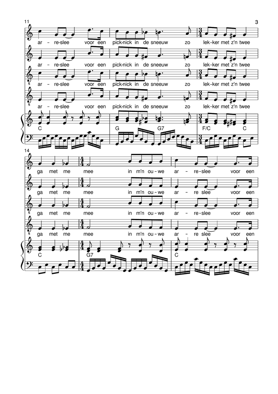 Mijn oude Arreslee - a Dutch Christmas Song - Mixed Choir - SATB - Various 4-Part scores gallery preview page 3