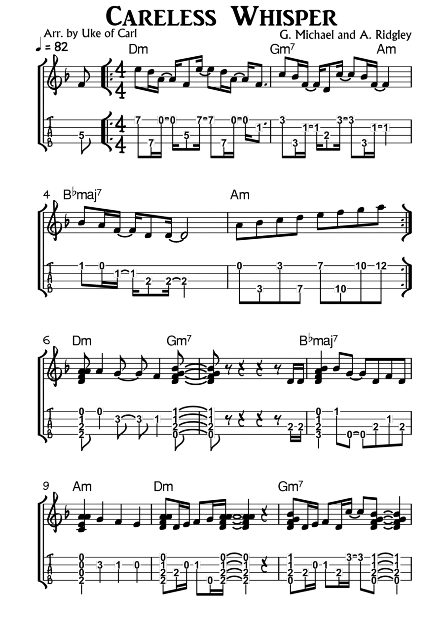 Careless Whisper Ukulele scores gallery preview page 1