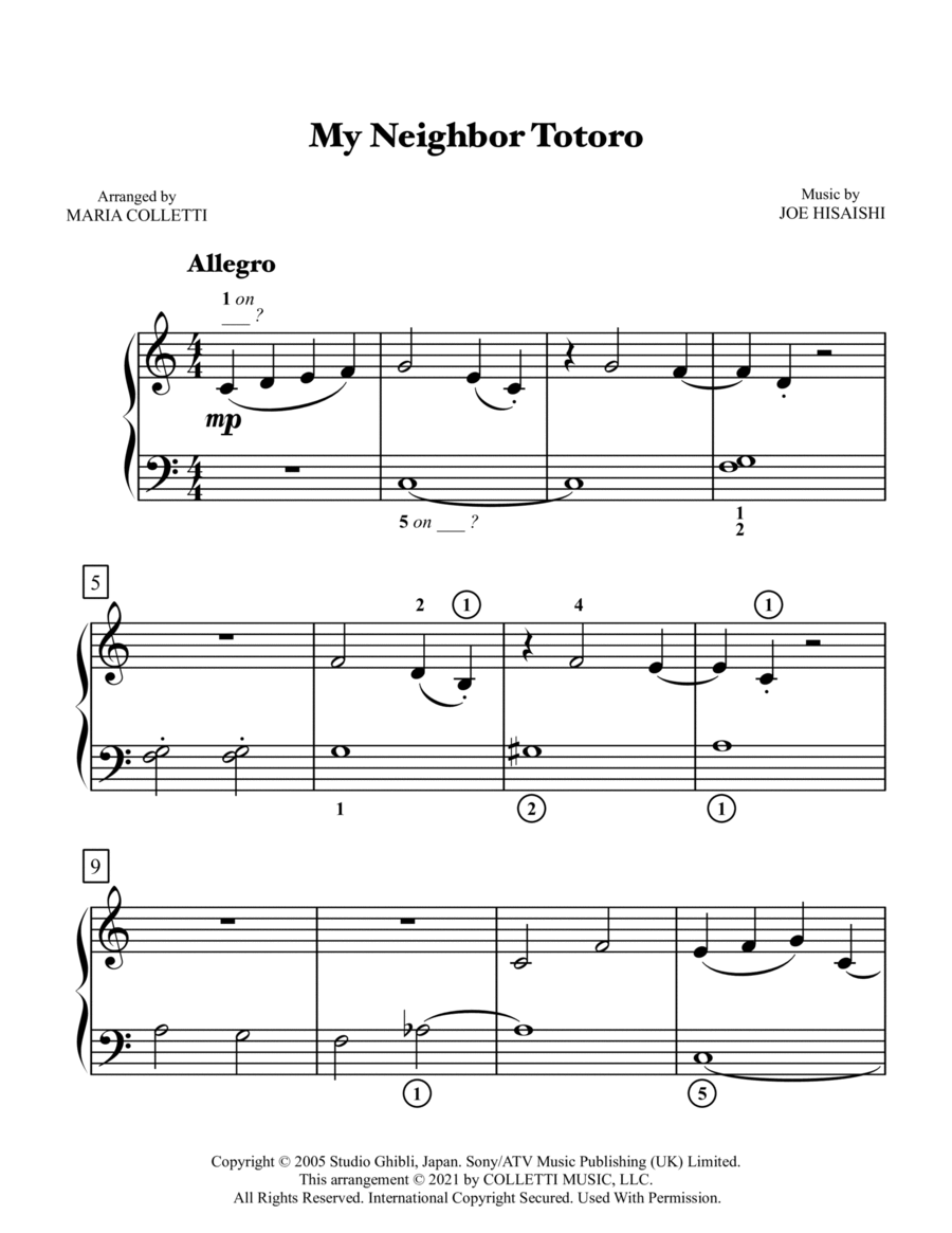 My Neighbor Totoro Easy Piano scores gallery preview page 1