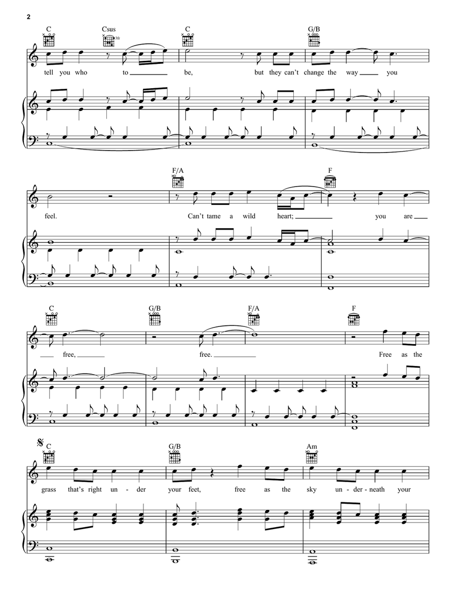 Free (from Disney's The One And Only Ivan) Piano, Vocal, Guitar scores gallery preview page 2